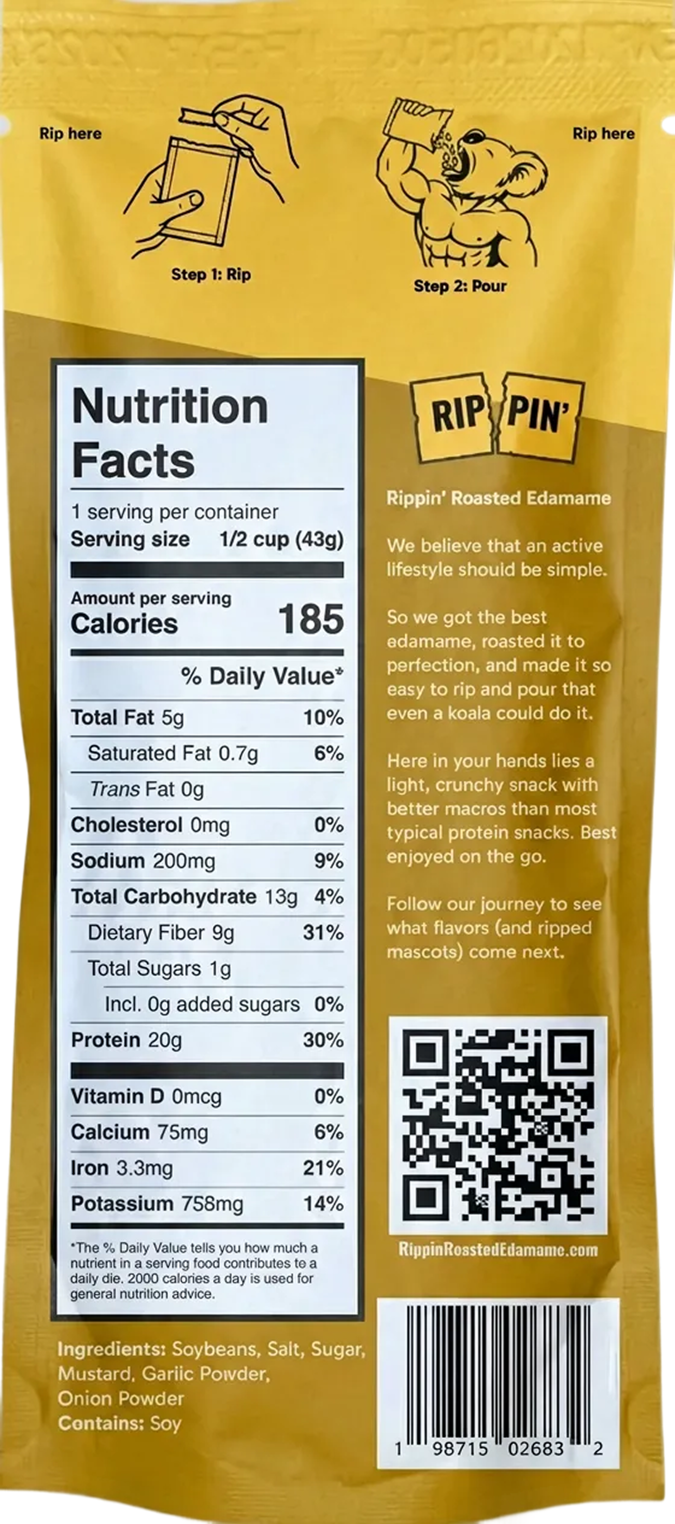 Honey Mustard & Onion Roasted Edamame (10-packs)